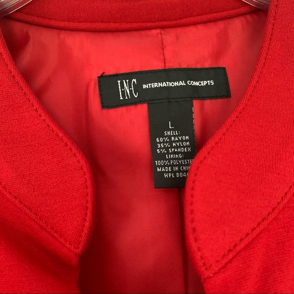 INC International Concepts - Red Ruffle Peplum Blazer - Size L - Picture 7 of 12
